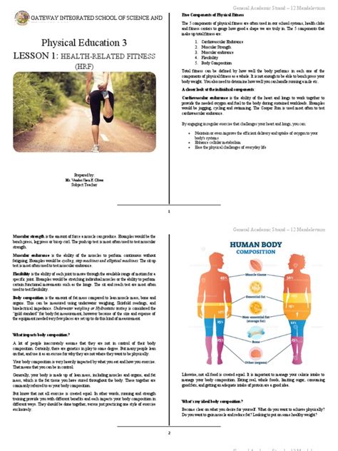 Lesson 1 Health Related Fitness Hrf Module Pdf Physical Fitness Flexibility Anatomy