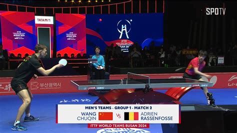 Wtt Wang Chuqin Vs Rassenfosse Adrien H L Chn Vs Bel Ittf