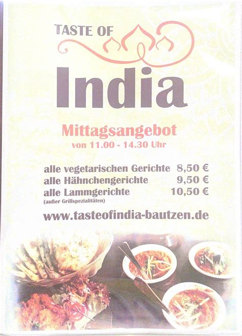 Speisekarte Von Taste Of India Neukirch Restaurant Neukirch Lausitz