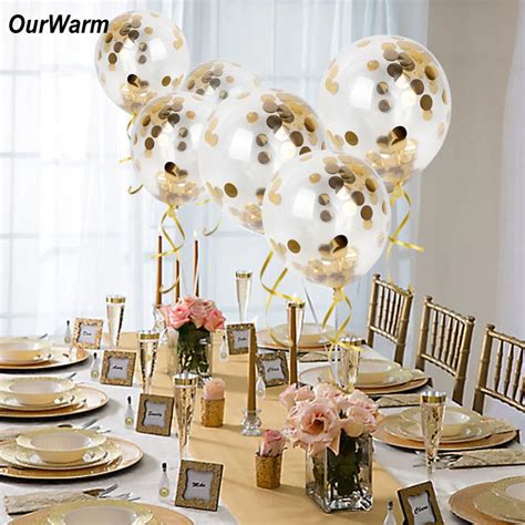 Ourwarm Wedding Decoration Gold Confetti Balloons Helium Balloons