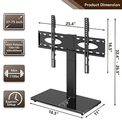 TAVR Universal Swivel TV Stand Base For 37 75 Inch LCD LED Flat Curved