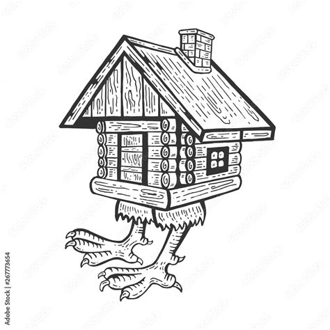 Hut On Chicken Legs Baba Yaga S House Fairytale Character Engraving