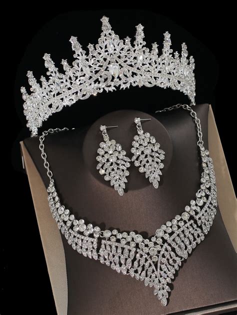 4pcs Rhinestone Decor Jewelry Set Shein Usa