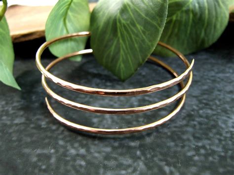 Copper Hammered Bangle Hand Forged Copper Hammered Texture Double Wrap