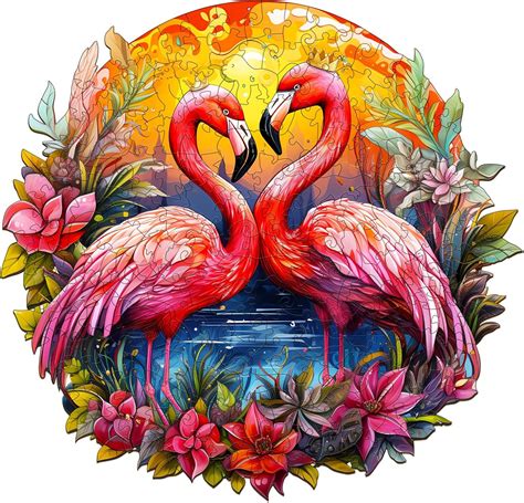 Amazon BLUMUZE Wooden Jigsaw Puzzle Crowed Flamingo Puzzle 8 3