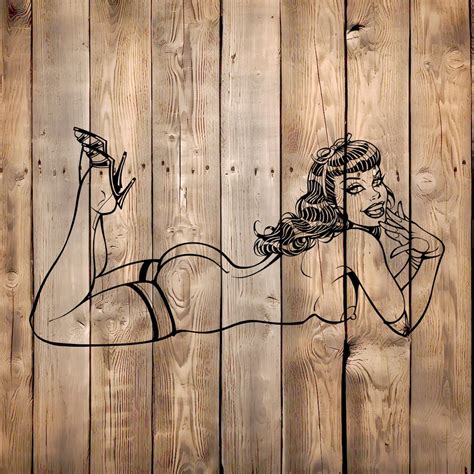 Dxf Svg Tattoo Design Bettie Page Artwork Pinup Girl Retro Digital Download File Laser