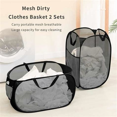 Lot De 2 Paniers À Linge Pliables Pop Up Laundry Basket Hamper En