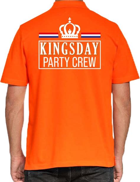 Kingsday Party Crew Polo Shirt Oranje Heren Koningsdag Outfit