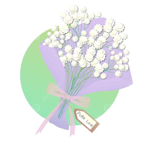 Gambar Spring White Taro Purple Wrapped Babys Breath Bow Bouquet Vector