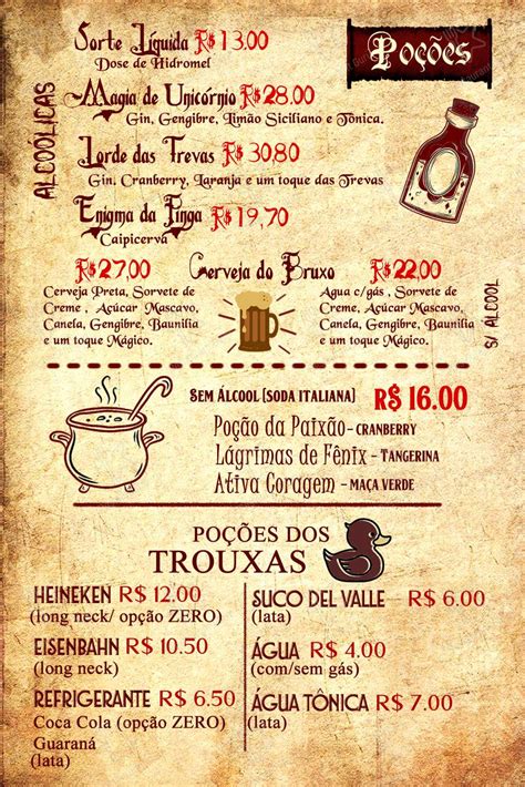 Menu Em Taberna Do Bruxo Pub Bar Campinas