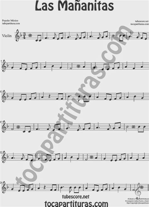 Lasmañanitaspartituradeviolinsheetmusicforviolin 735×1024 Partituras Saxofón