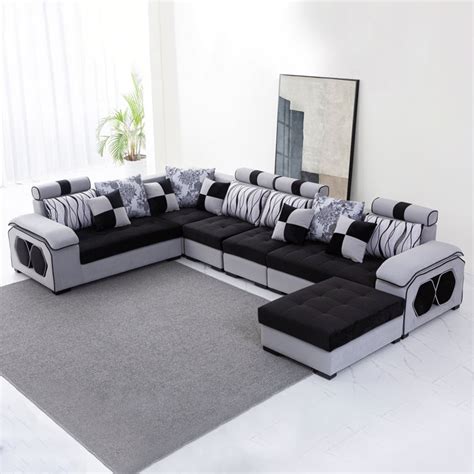 Wade Logan Canap Modulaire R Versible Avec Repose Pieds En Microfibre