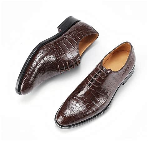 Handcrafted Genuine Alligator Leather Mens Classic Wholecut Oxford Shoes