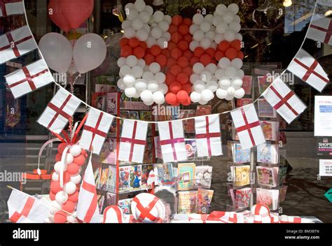 Shop Window Display Of England World Cup 2010 Souvenirs London Stock