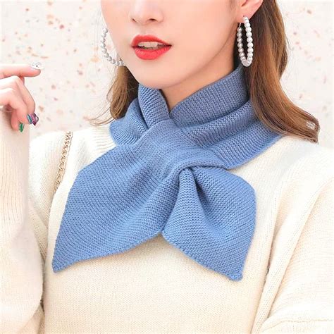 Korean Women Bowknot Cross Knitted Ring Neck Scarves Fashion Female