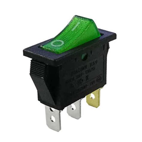 Buy KCD3 SPST 16A 250V ON OFF 3 Pin Rocker Switch With Green Light