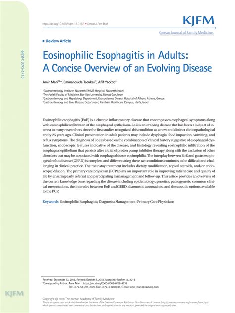 PDF Eosinophilic Esophagitis In Adults A Concise Overview Of An