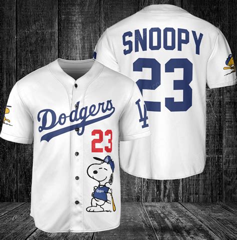 LA Dodgers Snoopy Baseball Jersey White Scesy