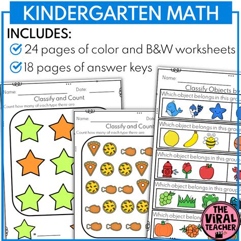 Classifying And Sorting Objects Worksheets Math Activity For