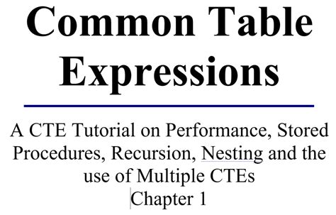 Common Table Expressions - Chapter 1 - Steve Stedman