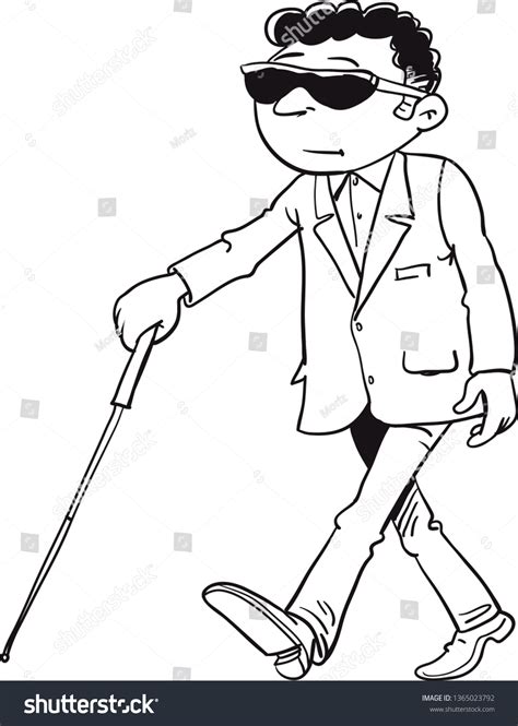 Blind Man Walking Stick Stock Vector (Royalty Free) 1365023792 ...