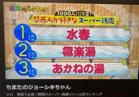 関西スーパー銭湯ランキングで水春が1位に！／関西テレビ「ちまたのジョーシキちゃん」 ビーバーレコード第7広報室のブログ