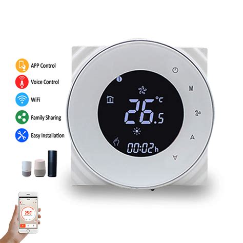 Smart Heating And Cooling Touch Screen Thermostat Works With Tuya