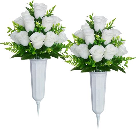 Amazon Aulock Sets Artificial Cemetery Flowers With Vases