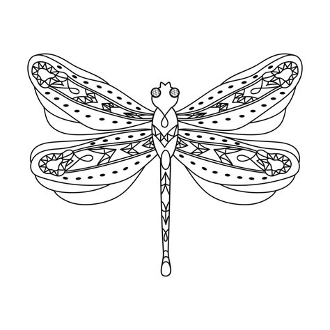 Dragonfly Coloring Page For Adults Anti Stress In Zentangle Style