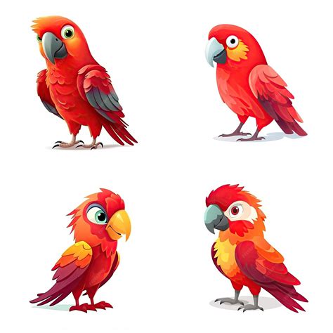 Premium AI Image | Cartoon character of Parrot bird white background