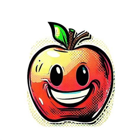 Hiperrealista aislado riendo sonriendo fruta de manzana cómic de