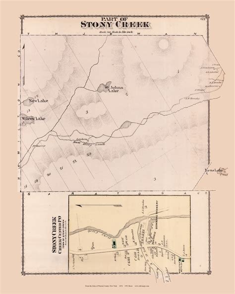 Stony Creek Part Of New York 1876 Old Town Map Reprint Warren Co