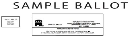 Election 2022 Sample Primary Ballots For Every Alabama County