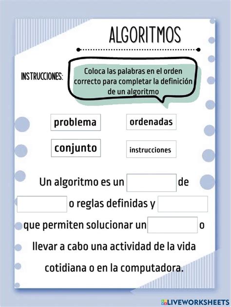 Algoritmos Definici N Y Ejercicios Pr Cticos Worksheet Computer Lab