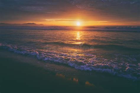 Beach Shore At Sunset With Vintage Filter Stock Image Image Of Sunset