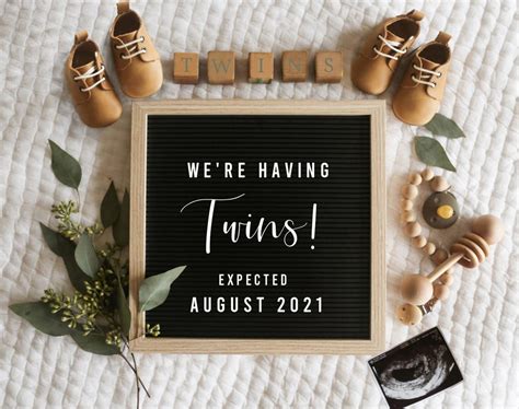 Editable Twin Pregnancy Announcement For Social Media Gender Etsy