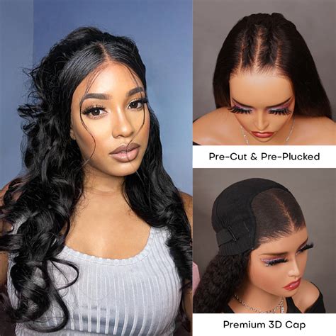 Glueless Wig Ocean Wave Pre Cut Lace Closure Wig With Pre Plucked