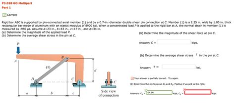 Solved Rigid Bar Abc Is Supported By Pin Connected Axial