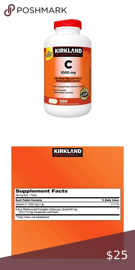 Kirkland Signature Vitamin C 1000mg Kirklands, Serving Size, Vitamin C, Immune System ...