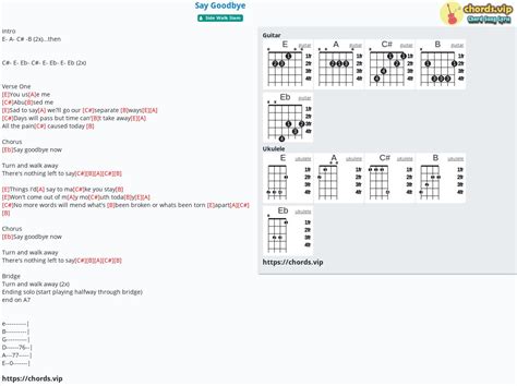 Chord: Say Goodbye - tab, song lyric, sheet, guitar, ukulele | chords.vip