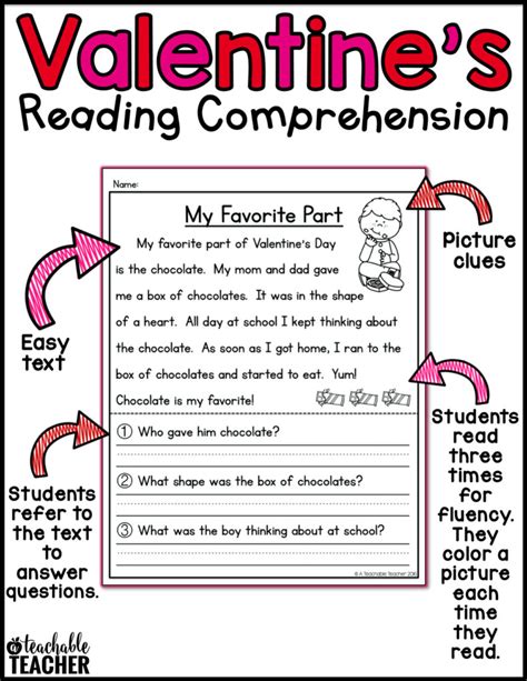 Valentine S Day Reading Comprehension A Teachable Teacher