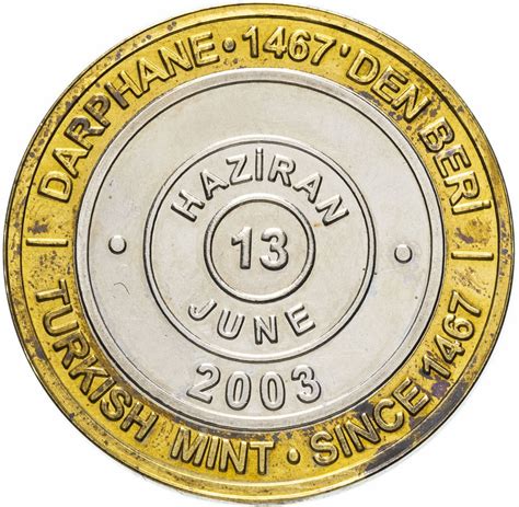 Турция 1000000 лир (lira) 2003 "535 лет Стамбульскому монетному двору ...