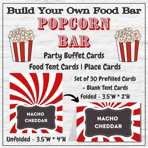 Build Your Own Popcorn Food Bar Banner Flag Personalized Etsy