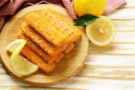 Fish Fingers Breaded With Lemon Stock Image Image Of Food Meal