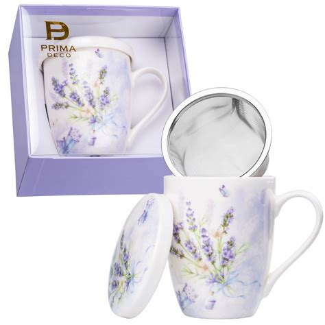 KUBEK PORCELANOWY Z ZAPARZACZEM DO HERBATY ZIÓŁ Z UCHEM DUŻY 360ML