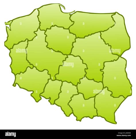 Mapa De Polonia En Un Color Verde Aislado En Un Fondo Blanco Con