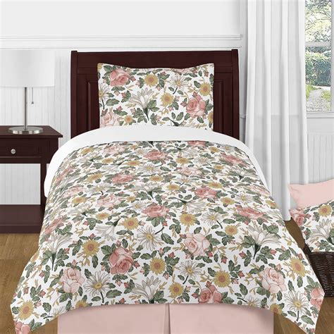 Boho Floral Rose Twin Bed Comforter Bedding Set by Sweet Jojo Designs ...