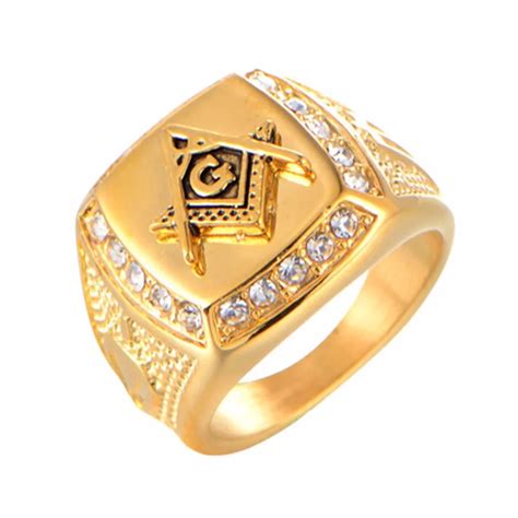 Men S Stainless Steel Ring Rhinestone Ring Men Gold Color Stainless