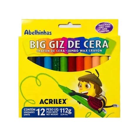 Big Giz De Cera 12 Cores Acrilex JR Papelaria