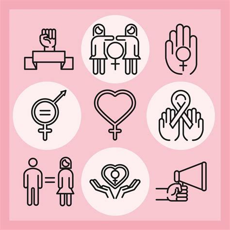 Feminismus Bewegung Symbol Frauenrechte Piktogramm Linie Icons Pack 2614645 Vektor Kunst Bei